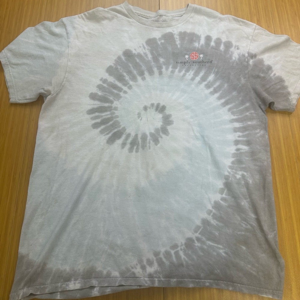 Simply Southern Shirt Gray White We Fancy Like Oreo Colada Womens Large Tie Dye